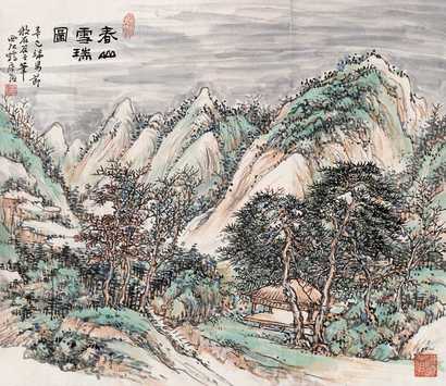 黄晓汀 春山雪瑞图 镜心